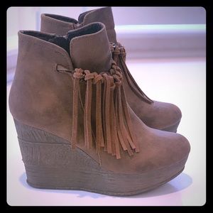 Fringe ankle booties